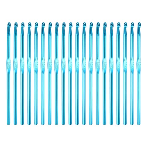 uxcell 20Pcs Aluminum Crochet Hook 5.0mm US Size H (Size 8) Knitting Needles for DIY Craft Yarn Blue