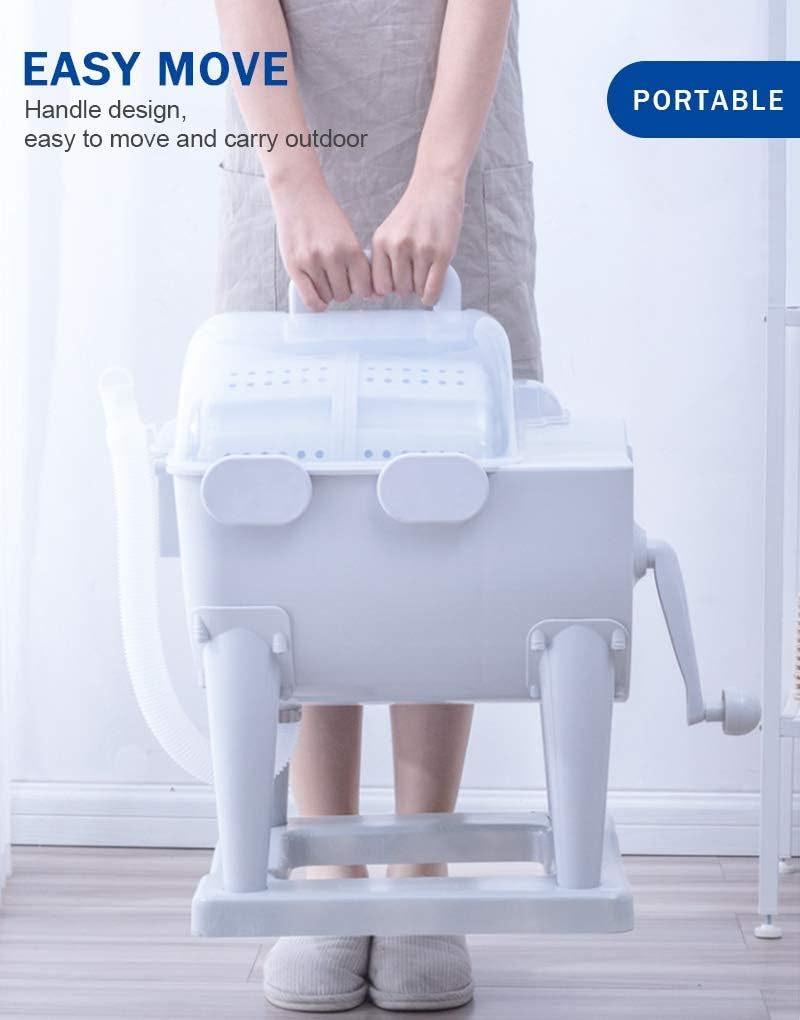 80% оƒƒ Dіѕсоunt 2021 Upgraded Manual Non-Electric Washing Machine Washer Dryer Combo Portable Non-Electric Clothes Washer Hand Cranking Counter Top Washer Mini Manual Washer for Camping, Dorm, Apartments, Delicates