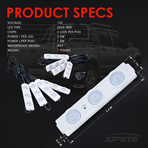 Image of Xprite Pink 8 PCS Truck Pickup Bed Light Kit, 24 Led Cargo Rock Lighting