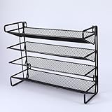 FORNORM 4-Tier Spice Rack Organiser, Black Metal Storage 28 Spice Jars Stand, Wall-Mountable Kitchen Cupboard Shelf Spice Storage Tilted Design (Jars Not Included) - Image 7