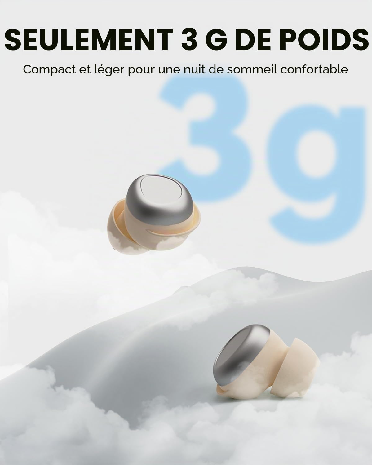 ANSTEN Casque de sommeil Bluetooth 5.4 - Écouteurs intra-auriculaires à réduction du bruit - Pour dormir sur le côté - 48 heures d'autonomie de la batterie - Écouteurs sans fil pour le sommeil