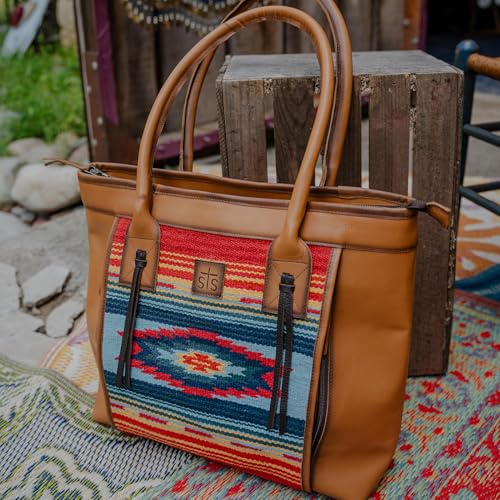 Bolso Tote de cuero con múltiples bolsillos estilo western miniatura 7