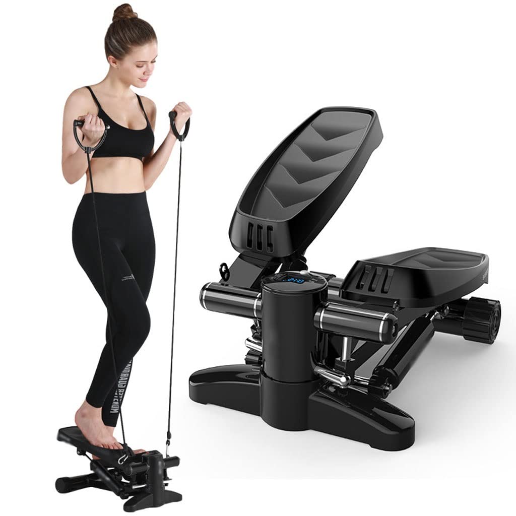 Mini stepper, przenośny mini stepper do ćwiczeń z taśmami oporowymi i monitorem, sprzęt do ćwiczeń w domu do treningu całego ciała, ćwiczeń, ćwiczeń na schodach
