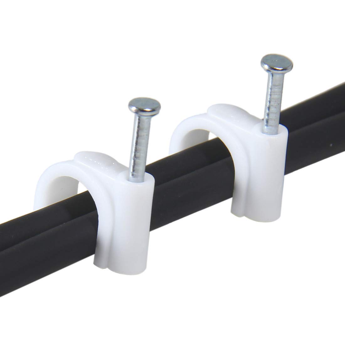 Cable Clips, 200Pack 10mm Wire Cord Clips with Steel Nail, RFAdapter