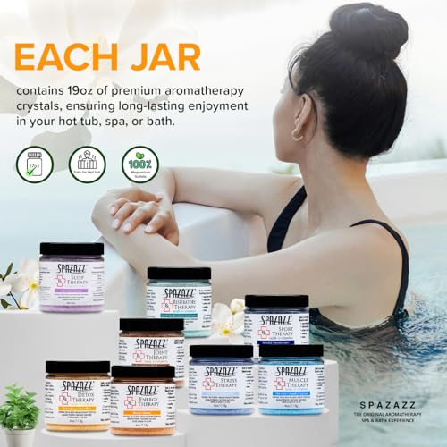Spazazz RX Therapy Hot Tub Spa and Bath Aromatherapy Salt Crystals 4oz 8 Pack Sample Bundle Includes Muscle - Joint - Detox - Stress - Respiratory - Sport -Sleep - Energy. Great for Muscles & Joints - Image 5