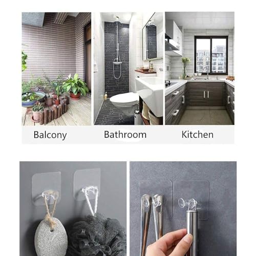 Image of Plastic Adhesive Hook Multifunctional Power Plugs Socket Holder Free Punching Adhesive Hook Power Stickers Wall Mounted Transparent Wall Plug Hook for Keys Towel Kitchen (Pack-5)
