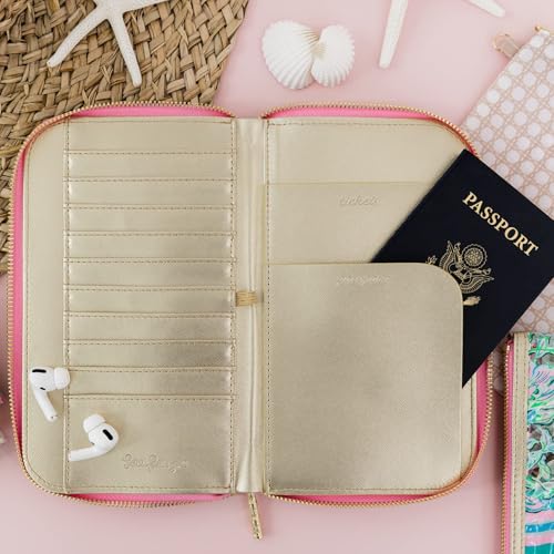 Lilly Pulitzer Travel Wallet Passport Holder, Vegan Leather Wristlet Wallet for Women, Travel Document Organizer, Chick Magnet2
