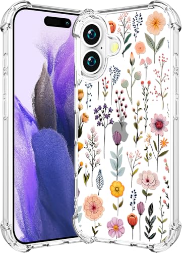 Coque iPhone 17 transparente fleurs roses en silicone premium rigide