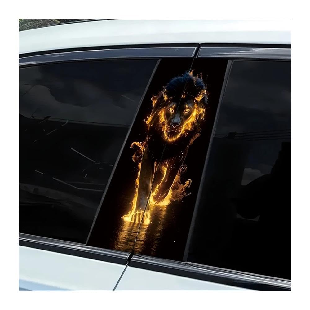 Car Parts 2 Pieces of Car Center Pillar Sticker Flaming Lion Smooth Material Protection Film