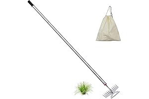 New Adjustable Uprooting Weeding Tool with Long Handle, 11-Teeth Weed Puller Rake