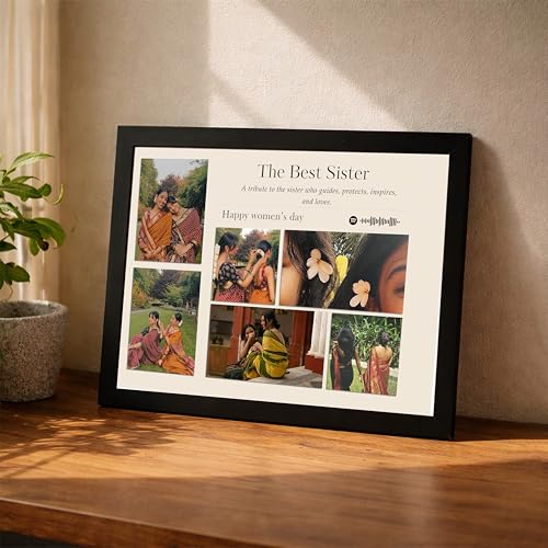 Image of Customized Photo Frame Wall Decor Spotify Gift For Sister Mother Wife Girlfriend and Friend, Personalized Women's Day and Mothers Day Photo Frame Gift For Home Living room Bedroom 23x32 cm