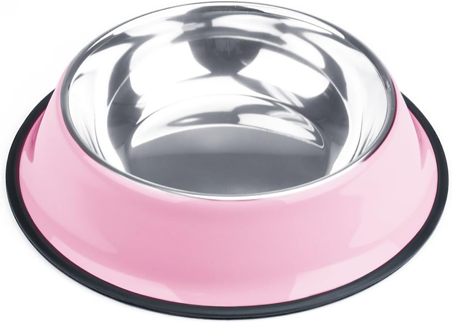 Weebo Pets Pink No-Tip No-Slip Stainless Steel Bowl (40oz. Kahuna)