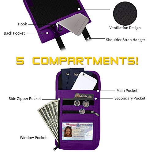 ROOSALANCE Neck Pouch Passport Holder with RFID Waterproof Multifunctional Document Organizer Visual Window Design… - Image 4