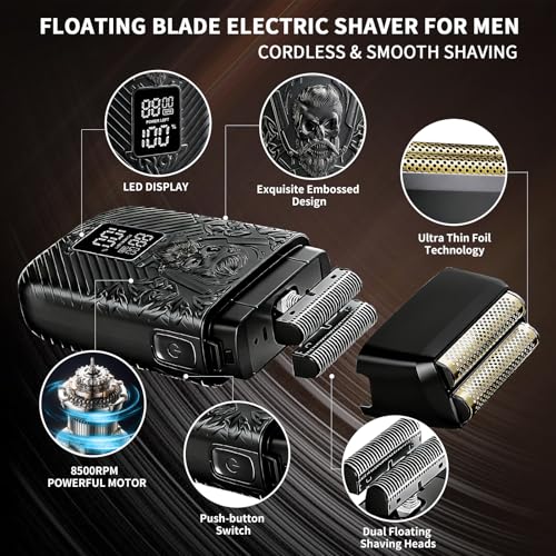 Image of BESTBOMG Professional Cordless Mens Hair Clippers & Beard Trimmer and Electric Shavers Kits & Sets,Metal Hair Clippers Cutting Grooming Kit with Long Battery Life for Family Barber Use (Black)