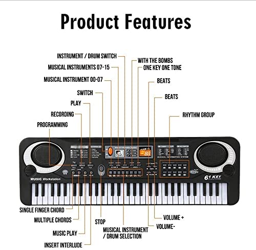 61 Keys Numérique Clavier électronique Electronic Piano Kids Cadeau Musical Instrument Musical Clavier Professional (Couleur: A) guanjun1975 - Les Beatles, Paul McCartney, John Lennon, RIngo Starr, George Harrison 61 Keys Numérique Clavier électronique Electronic Piano Kids Cadeau Musical Instrument Musical Clavier Professional (Couleur: A) guanjun1975 – Image 4