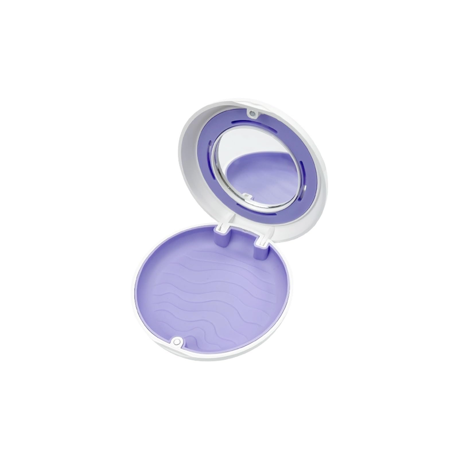 TRRYUIP Retainer Case 1pc Retainer Box With Vent Holes False Teeth Storage Dental Orthodontic Invisible Braces Aligner Case(White-purple-mirror)