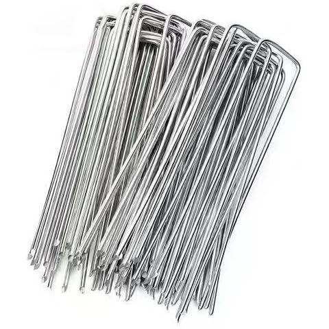4 Inch ，60Pces Garden Stakes Galvanized Landscape Staples,U-Type Turf Staples for Artificial Grass, Rust Proof Sod Pins Stakes for Securing Fences Weed Barrier, Outdoor Wires Cords Tents Tarps Cover