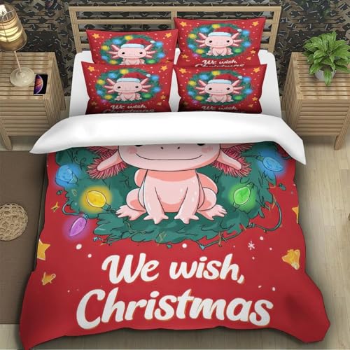 Parure de lit axolotl 135x200 en microfibre avec housse de couette de Noël