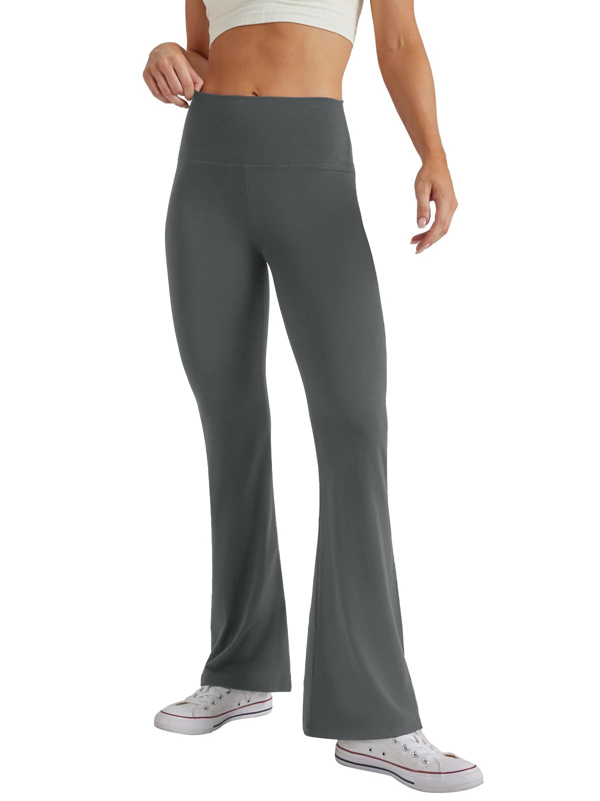Glacspyg Pantalones de Yoga Pantalones de Campana de Cintura Alta para Mujeres Entrenamiento Abdominal Pantalones de Carrera Casuales Elásticos