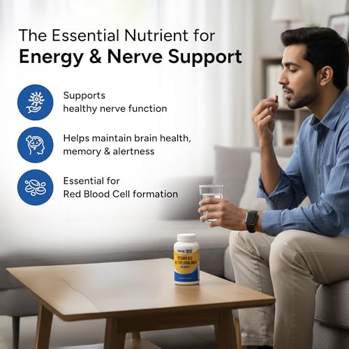 Image of Tata 1mg Vitamin B12 Methylcobalamin 1500 mcg Tablets | Active B12 for Nerve Health & Energy Support | High Strength | 60 Tablets