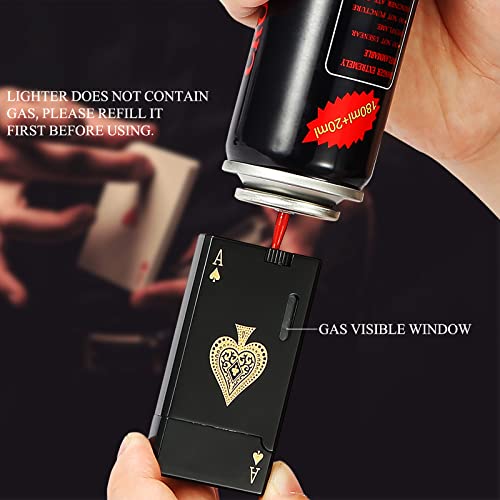 Yeuligo 2 Pack Double Flame Torch Lighter Butane Refillable,Classic Pocket Ace Lighters With Visible Window,Adjustable Jet Torch Lighter,Butane Lighter For Men And Women,Without Butane(Ace Black) #TOP5