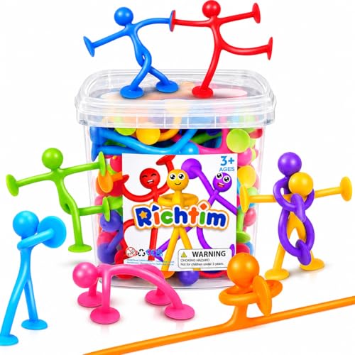 Image of Suction Cup Fidget Sensory Toys: 48 Pack Suction Cup People Toys Fidget Toy for Autism Autistic ADHD Kids Ages 3+, Creative Travel Toy Idea for Boys Girls, Fidget Toys Bulk for Classroom