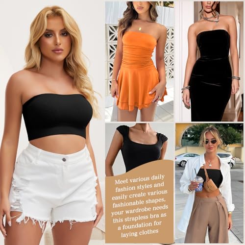 Image of JOYSHAPER Strapless Bras for Women Seamless Padded Bandeau Bra Wireless Tube Top Bralette Comfort Tube Bra