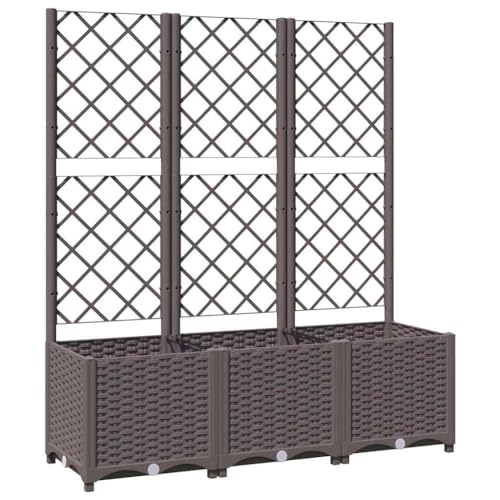 vidaXL Garten-Pflanzgefäß mit Spalier Braun 120 x 40 x 136 cm PP