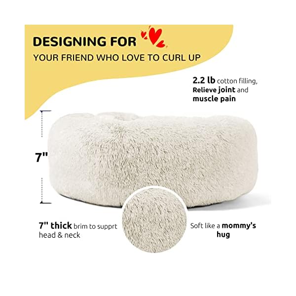 HACHIKITTY Dog Beds Calming Donut Cuddler, Puppy Dog Beds Large Dogs, Indoor Dog Calming Beds – Bild 3