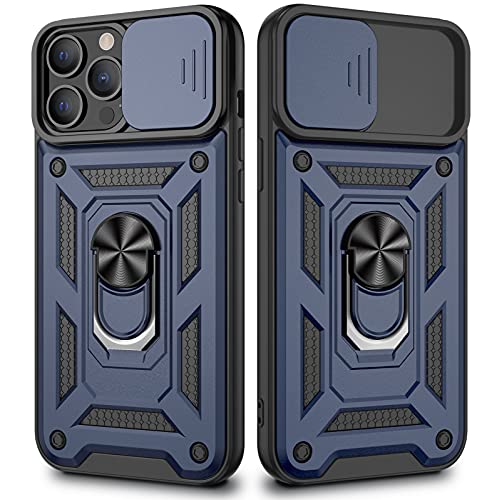 VEGO Compatible for iPhone 13 Pro Case with Slide Camera Cover & Kickstand, Built-in 360Â° Rotate Ring Stand Magnetic Cover Case for iPhone 13 Pro 6.1 inch 5g 2021 - Blue