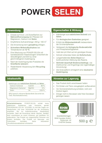 POWER SELEN - Engerling Stopp - 500 g - 200 m² – Rasendünger mit Selen - vertreibt Rasenschädlinge, wie z. B. Engerlinge - bessere Nährstoffversorgung - für Öko-Gartenbau geeignet.