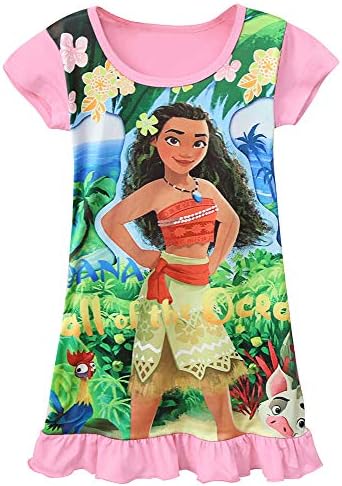 WNQY Girls Princess Dress Baby Toddler Summer Cartoon Casual Short Sleeve Dress (6 Years, Pink 5)