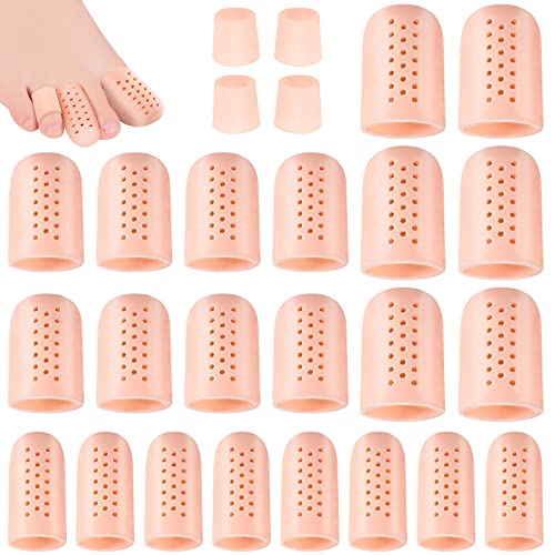 VEGCOO 26 Pièces Protège Orteils Silicone, Amélioré Protecteurs D’orteil Respirants, Petite Capuchon Orteils, Protège Gros Orteil, Idéal pour Ampoules, Callosités, Cors (Beige)