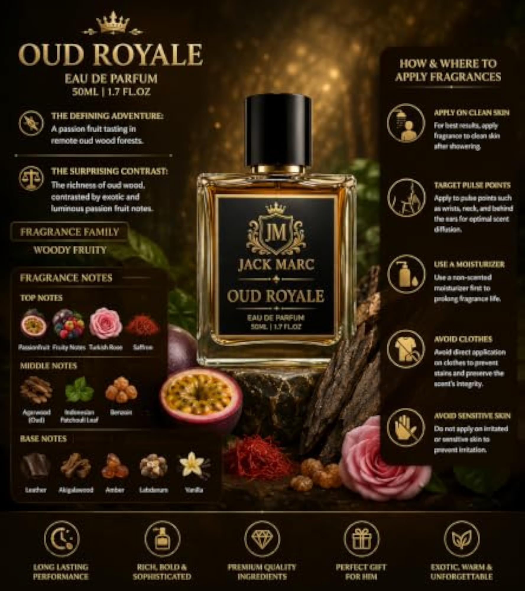 Oud Royale Eau De Parfum, Long Lasting Unisex Perfume