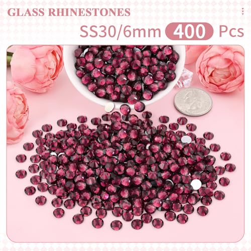 Image of 400PCS SS30 /6mm Crystal Glass Rhinestones for Bedazzling (Amethyst) | Flatback Rhinestones for Crafting DIY Nail Art Makeup Decoration, Gems Diomand Charms for Tumbler Shoes Clothing Mug