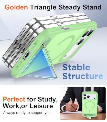 Image of Designed for iPhone 17 Pro Max Case, [Built-in Invisible Kickstand][Compatible with MagSafe][Military Grade Shockproof] Slim Translucent Matte Phone Case 6.9 inch (Light Green)
