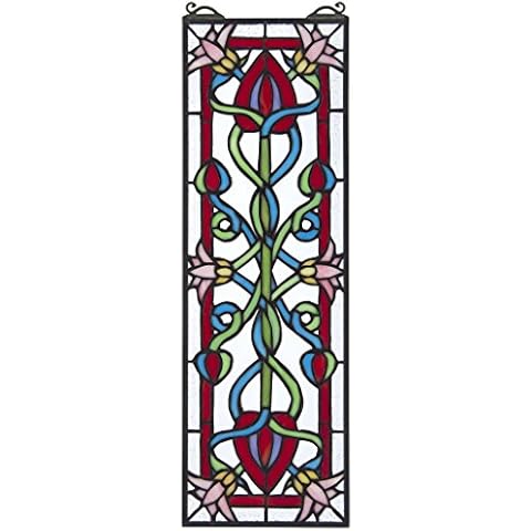 Buntglas-Panel - Rosa Dahlie Buntglas-Fenster Behang - Fensterbehandlungen Cover