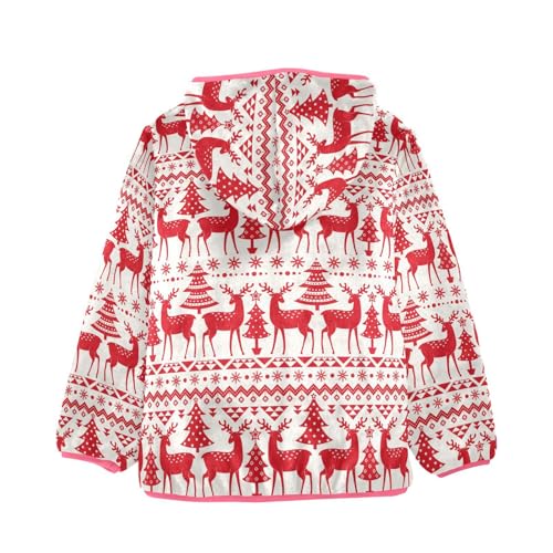 OTVEE Red Christmas Tree Deer Kids Hoodie Jacket Fall Spring Full Zip Warm Outwear Coat2