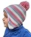 Produktbild HILLTOP Babymütze, doppellagig, hochwertige Kinder Wintermütze, Strickmütze für Jungen und Mädchen, Fleece-Futter. Passend bei einem Kopfumfang von 47-48 cm. Winter Kollektion 2019:Rosa-Grau-Gestreift