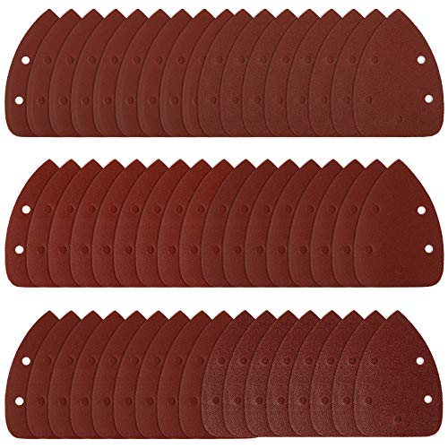 43pcs Mouse Sander Sandpaper, 80 120 180 240 320 400 Grits Mouse Sandpaper Pads, Assorted Detail Sander Sandpaper, Sanding Sheets for Mouse Sanders STUHAD