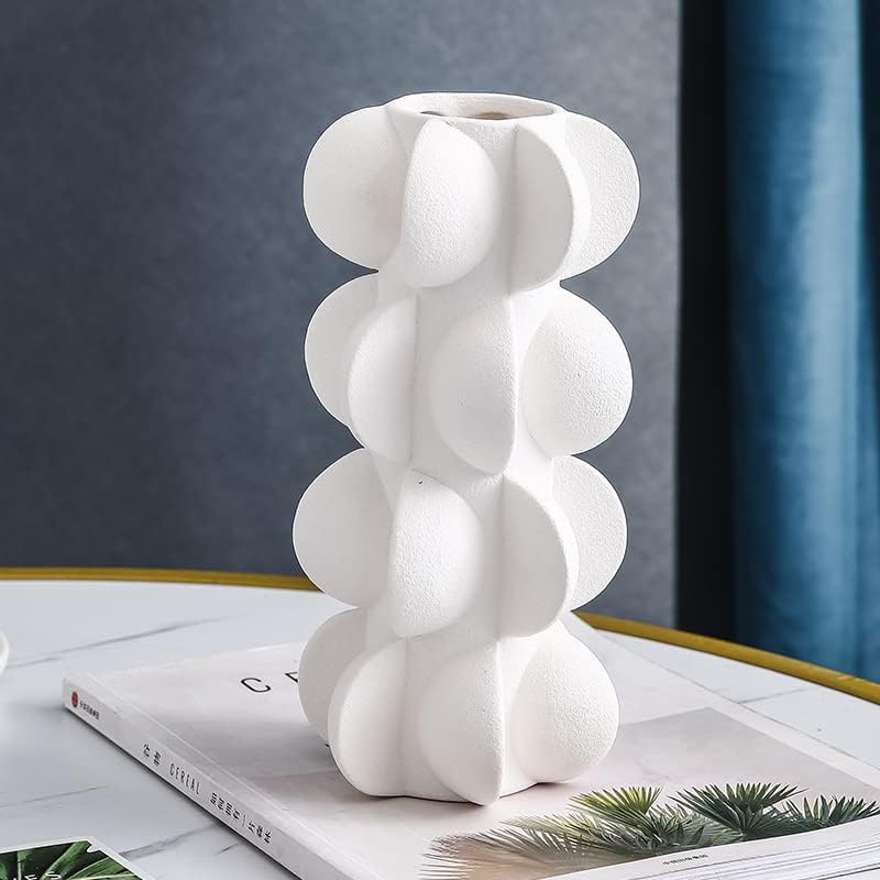 Miniatura 3 de Florero de cerámica de 9 pulgadas para decoración moderna de granja, florero blanco para decoración del hogar, sala de estar, hogar, oficina, centro