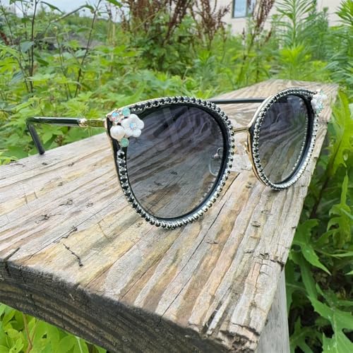 Trendy 2024 Neue Vintage Cat Eye Runde Sonnenbrille Damenversion Metall Randlos Gradient Sonnenbrillen Shades UV400