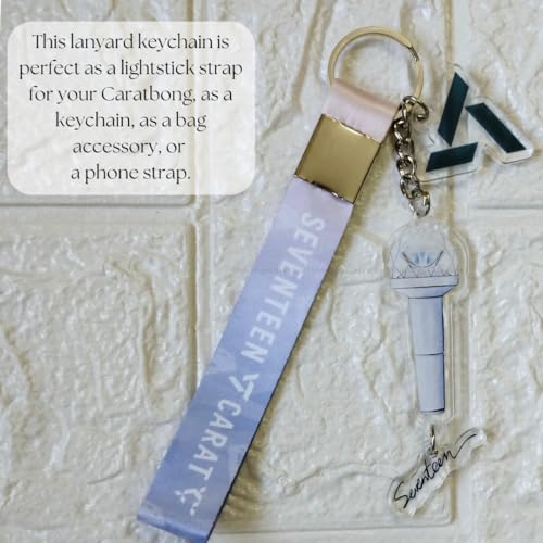 Image of SEVENTEEN Caratbong Lightstick Inspired Acrylic Keychain With Lanyard | SVT & Carat Logo Landyard |Kpop BoyBand | Caratbong Keyring | Seventeen Keychain| Kpop Lightstick