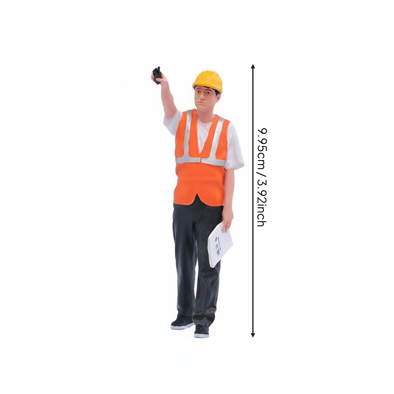 Baoblaze Figure da Cantiere Modellino Operaio Statico Miniatura Accurata Resina Particolareggiata Struttura Realistica Dipinta a Mano Diorama Adatta a, Operaio Con Giubbotto Di Sicurezza E Radio