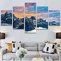 SIGNWIN 5 Panel Canvas Wall Art Modern Art Coastal Colorful Multicolor Photography Romantics Sunset for Home Decorations Ready to Hang - 60