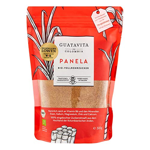 GUATAVITA Panela Vollrohrzucker | Aus Kolumbien, natürliche Süße, ideal zum Backen, Vorratsbeutel, wiederverschließbar, Zucker, karamellig, reich an Mineralien und Vitamin B6 | 500 g Cover