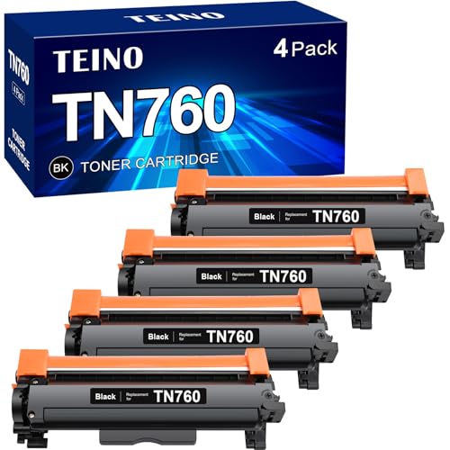 Image of TEINO Compatible Toner Cartridge for Brother TN760 TN 760 TN730 to use with Brother DCP-L2550DW MFC-L2710DW MFC-L2750DW HL-L2370DW HL-L2395DW HL-L2350DW (Black, 4 Pack)