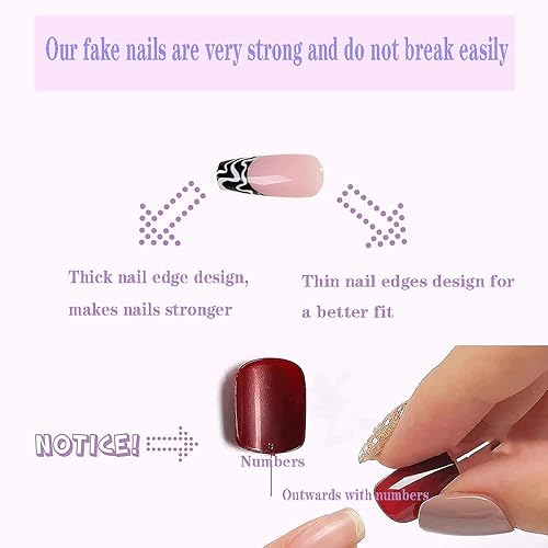 Miniatura 4 de BUKBUVLO 24 uñas postizas a presión con punta francesa de ballet uñas postizas con diseño de moda exquisitas para mujeres y niñas mariposa de cristal