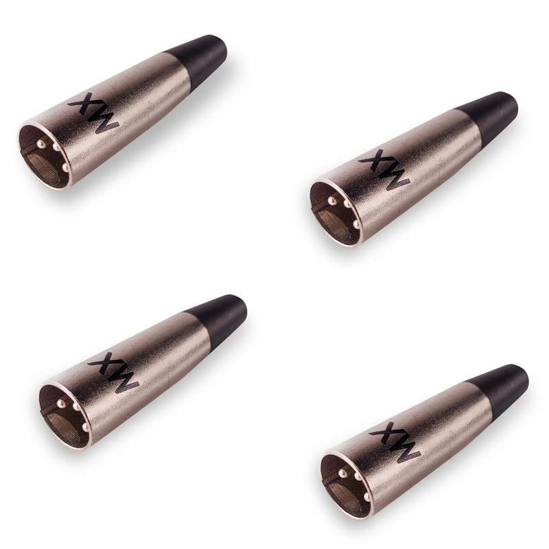 Image of MX 3 Pin XLR Microphone pin Pure Copper Nickel Plated for High Conductivity microphone (3-pin microphone male XLR, Pack of 4, Male Connector)