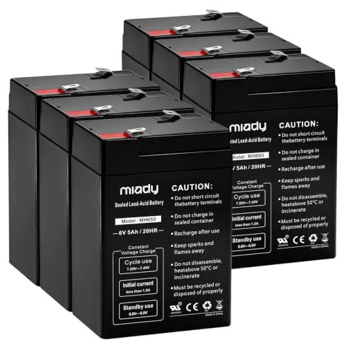 Miady 6V 5Ah Rechargeable Sealed Lead Acid Battery (6 Pack)